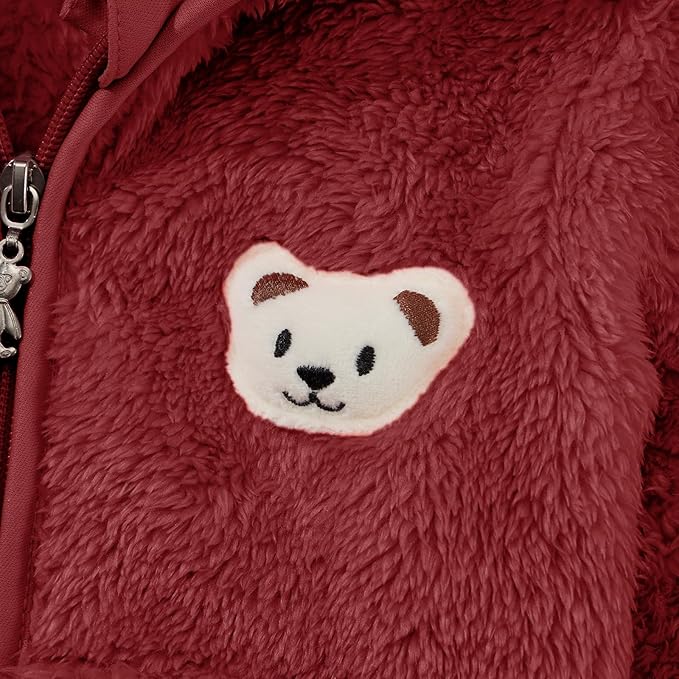 Baby Boys Girls Fleece Jackets Zip Up Hoodies Cute Bear Coats Fall Winter Fuzzy Jacket Newborn Boys Girls Outwear