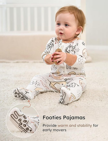 Yoofoss Baby Pajamas 100% Organic Cotton Baby Sleepers for Newborn 0-3 3-6 6-9 Months Boys Girl Clothes 3pcs Footed PJs