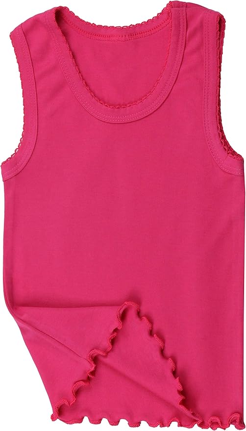 ToBeInStyle Girl's 4 Pack Ruffle Hem Cotton Tank Tops