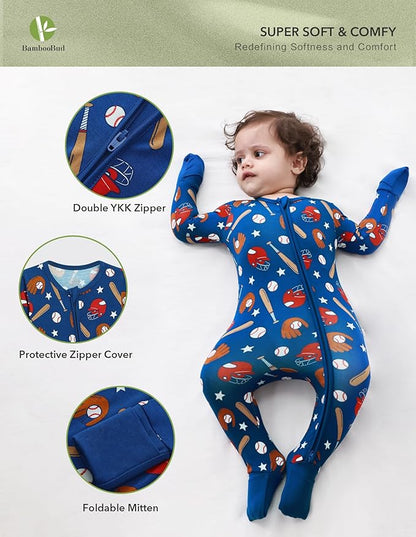 Baby Zippered Rompers Newborn Pajamas Sleepers Long Sleeve Jumpsuits Infant Zipper Romper-Viscose from Bamboo