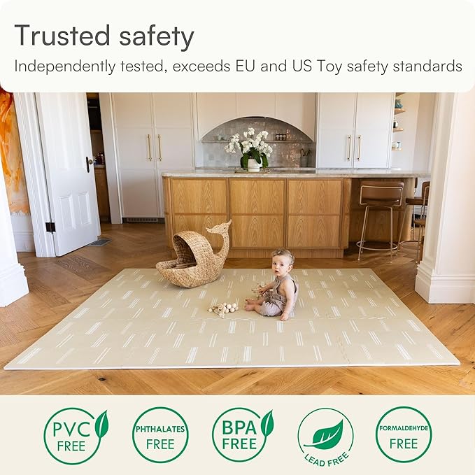 Lillefolk Foam Baby Play Mat – Interlocking Tiles for Kids | Non-Toxic Crawling Mat for Tummy Time, Toddlers & Babies – 6x6ft 9 Tiles