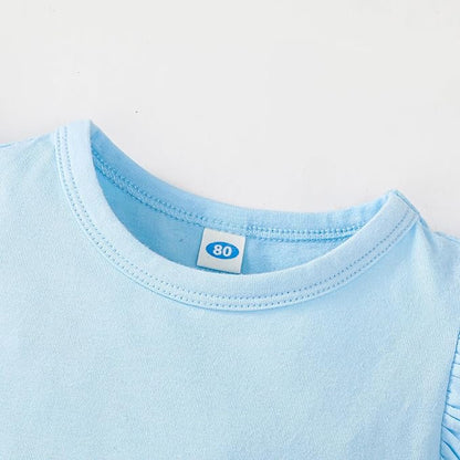 Magic Park 0-24M Infant Girl Romper Baby Girls Solid Color Bodysuit Toddler Ruffle Jumpsuit Shirts Casual Tops Baptism Shirt