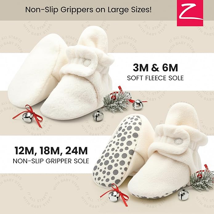 Zutano Unisex Fleece Baby Booties, Two Snap Closure, Newborn to 24 Months