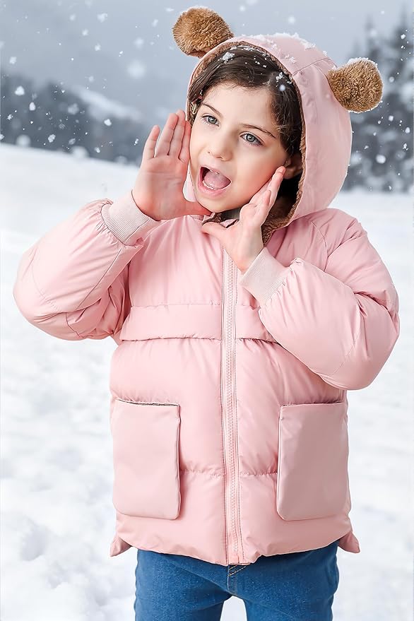 TUONROAD Baby Girls Coats for 6 Months-5 Years Toddlers Boy Winter Jacket Warm Bear Hooded Outdoor Coats Size 5