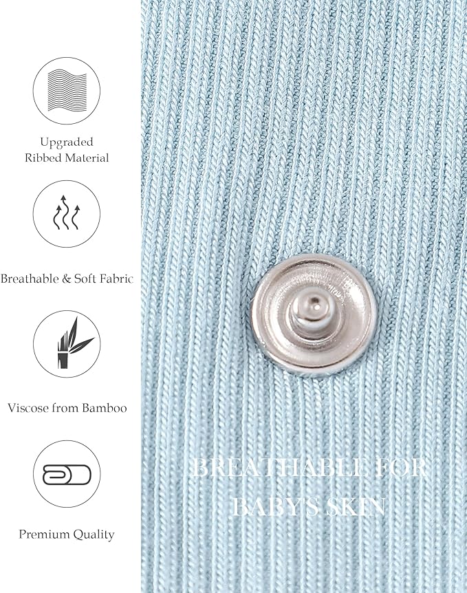 DEFAHN Viscose from Bamboo Baby Side Snap Bodysuit Kimono Onsies 3-Pack Long Short Sleeve Boy Girl Boys