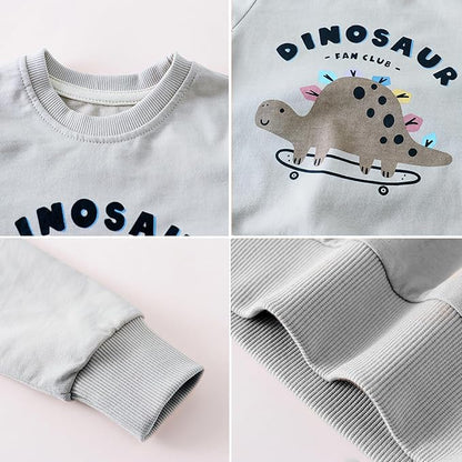 BeiVSlley Toddler Boys 3 Pack Cotton Pullover Crewneck Sweatshirt Long Sleeve Cartoon Shirt Sweaters Tops