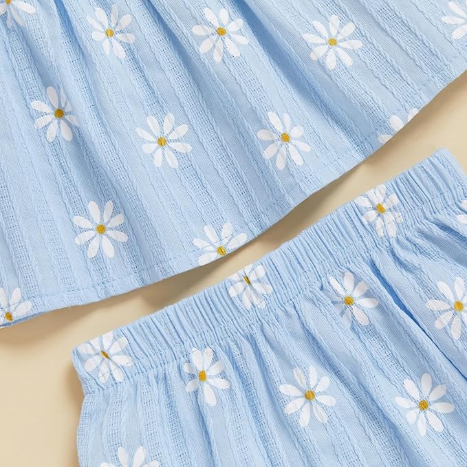 Mubineo Baby Girl Summer Clothes Cute Ruffle Tops Dress Shorts Outfits Set Infant Toddler Shrit Bloomers Princess Outfit