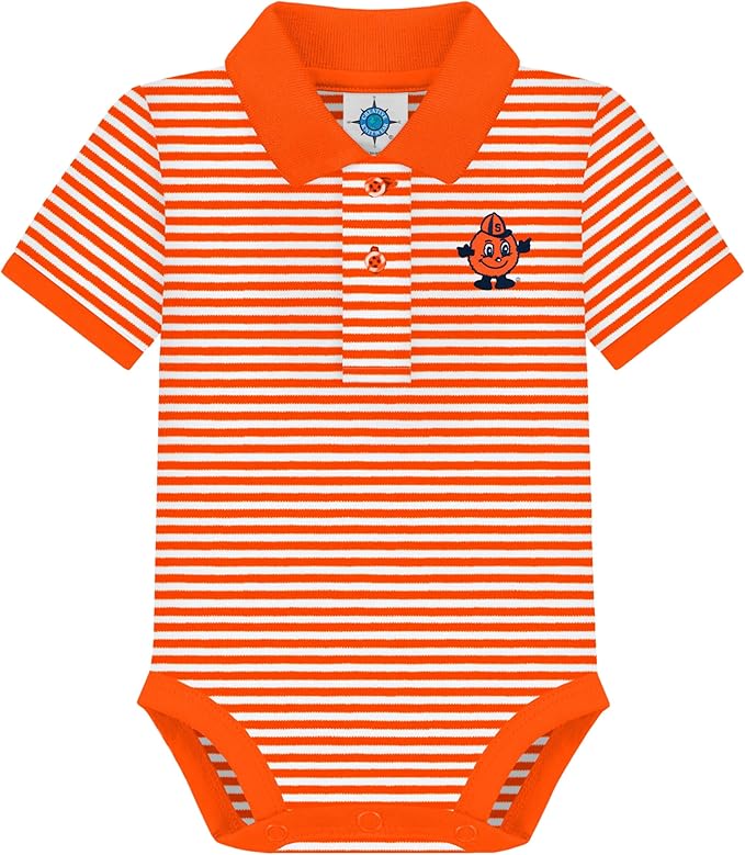 Creative Knitwear College Baby Striped Polo Bodysuit - Team Logo, Multiple Colors, for Boys & Girls (0-12 Months)