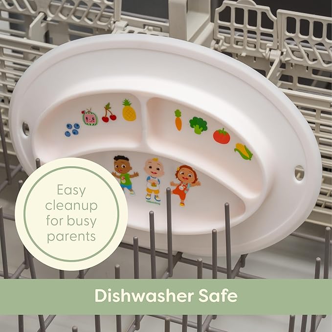 CoComelon Silicone Divider Plate - Suction Plates for Toddlers, Babies - BPA-Free- Non Slip Reusable Portable Toddler Plates with Suction, Less Mess - Portion Meal Time - Non Toxic, Dishwasher Safe
