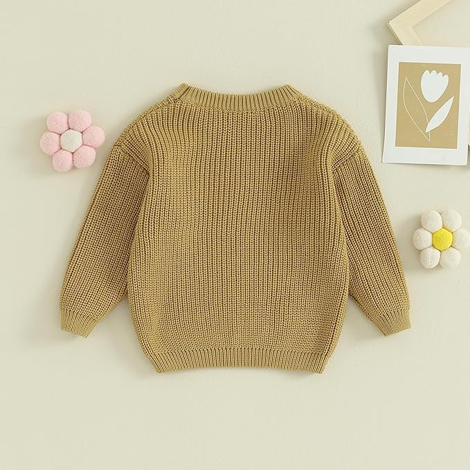 Mubineo Baby Girl Winter Clothes Cute Flower Sweater Crewneck Pullover Long Sleeve Knit Newborn Infant Sweaters