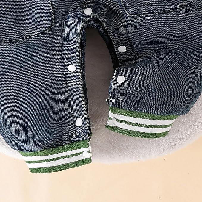 Baby Boy Clothes Fall Winter Outfits Long Sleeve Striped Romper Cute Cartoon Jeans Overalls Pants Set 0-18 Months