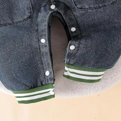 Baby Boy Clothes Fall Winter Outfits Long Sleeve Striped Romper Cute Cartoon Jeans Overalls Pants Set 0-18 Months