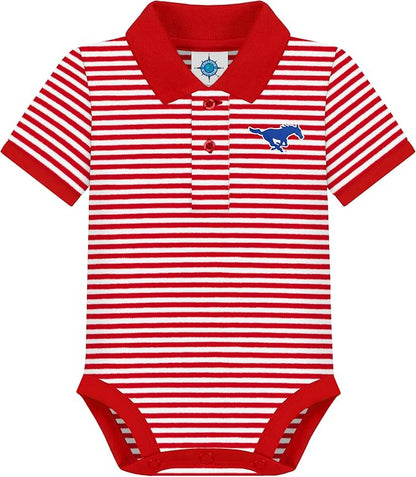 Creative Knitwear College Baby Striped Polo Bodysuit - Team Logo, Multiple Colors, for Boys & Girls (0-12 Months)