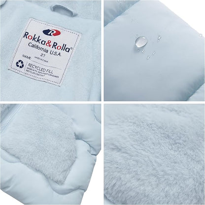 Rokka&Rolla Baby Girls' Water-Resistant Soft Mini Fur Lined Puffer Jacket for Newborn Infant Toddler (6-24M, 2T-5T)