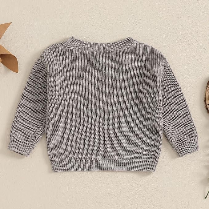 Newborn Baby Boy Girl Knit Sweater Long Sleeve Solid Winter Warm Sweatshirt Top Outfit Infant Toddler Fall Clothes