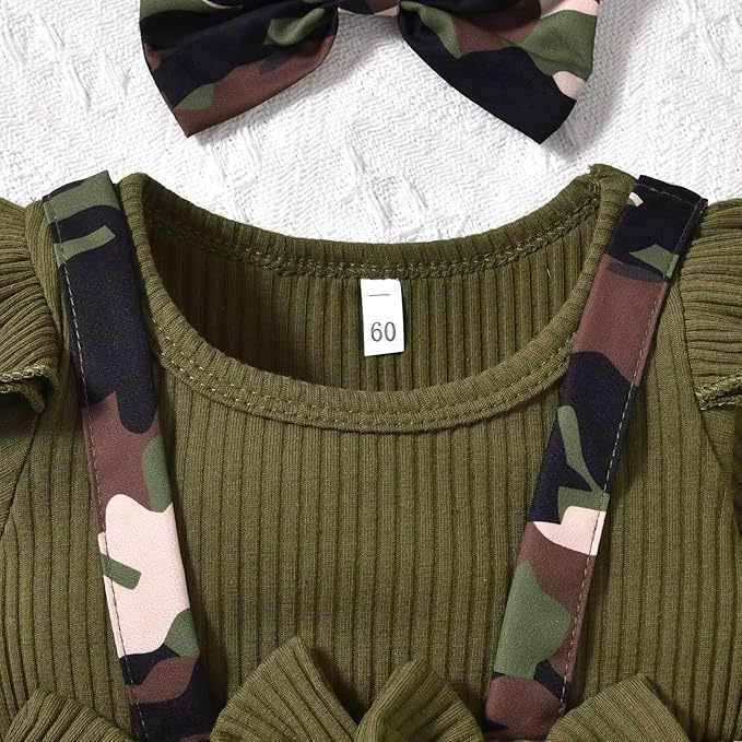 Unutiylo Preemie Newborn Baby Girl Clothes Romper Suspender Dress Fall Winter Outfits Ruffle Long Sleeve Jumpsuit