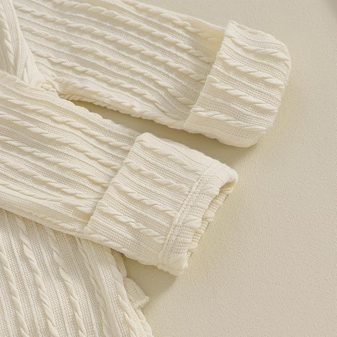 Newborn Baby Girl Fall Winter Outfits Clothes Knit Jumpsuit Ruffle Romper Newborn Coming Home Outfit for Baby Girl