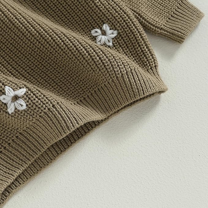 Mubineo Baby Girl Winter Clothes Cute Flower Sweater Crewneck Pullover Long Sleeve Knit Newborn Infant Sweaters