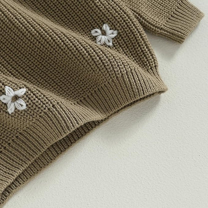 Mubineo Baby Girl Winter Clothes Cute Flower Sweater Crewneck Pullover Long Sleeve Knit Newborn Infant Sweaters