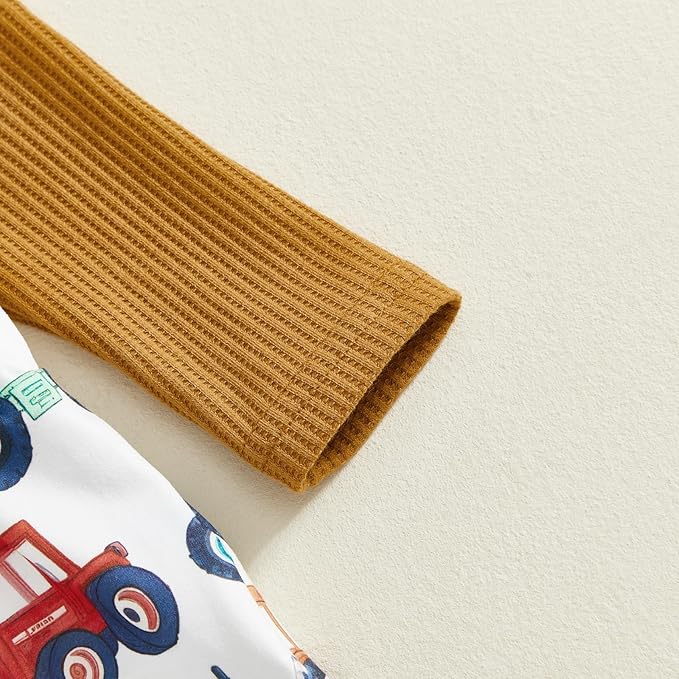 Twopumpkin Winter Baby Boy Clothes Newborn 3 6 9 12 Months Long Sleeve Romper Overall Onesie Waffle Knit Jumpsuit Warm Outfit