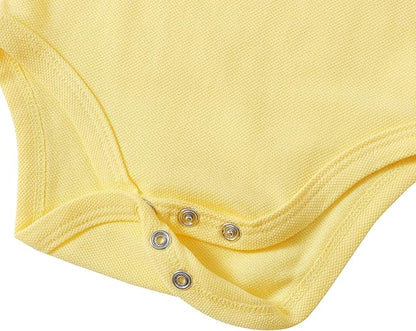 ROMPERINBOX Newborn Baby Boy Collared Onsies Polo Shirt Bodysuit Pique Solid Color Mesh Bubble Short Sleeve Romper Clothes