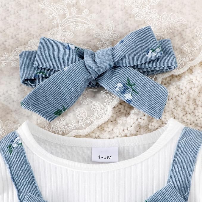 Infant Baby Girl Fall Outfit Romper Cherry Print Fake Two Pieces Patchwork Bow Jumpsuit Newborn Winter Clothes