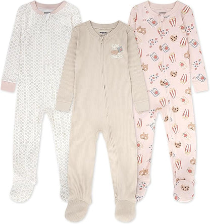 HUGGIES unisex-baby 3-pack Footed Coverall Pajamas