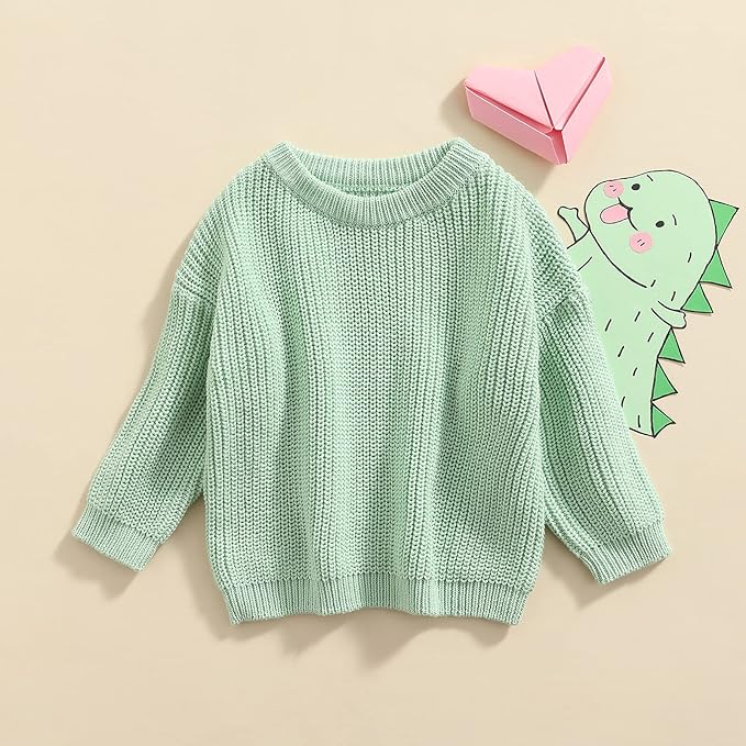 Newborn Baby Boy Girl Knit Sweater Long Sleeve Solid Winter Warm Sweatshirt Top Outfit Infant Toddler Fall Clothes