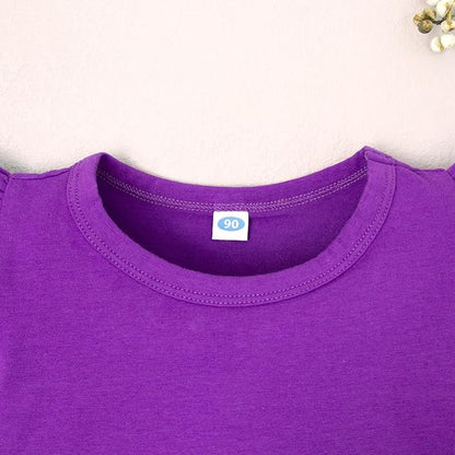 12M-14Y Toddler Baby Girls T Shirt Solid Color Blouse Ruffle Top Cotton Casual Tees Plain Shirt