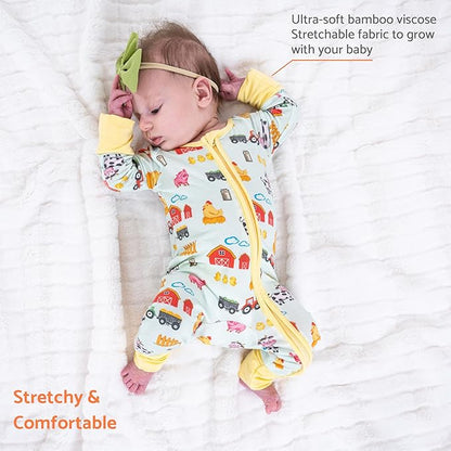 LollyBanks Baby Pajamas, 2-Way Zipper Infant Romper, 95% Viscose Made from Bamboo and 5% Spandex, Baby Sleepers