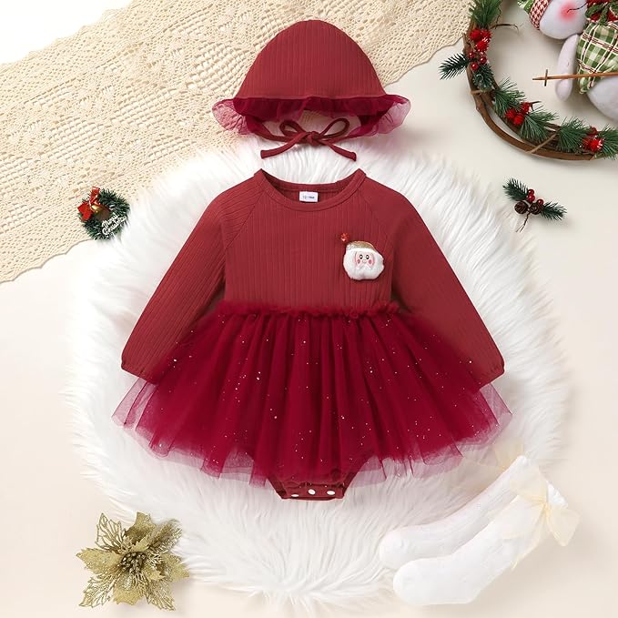 YOUNGER TREE Newborn Baby Girl Romper Dress Outfits Long Sleeve Floral Tutu Bodysuit with Leggings Hat Infant Fall Clothes