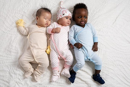 monica + andy Kimono Tie Long Sleeve One Piece, 100% Organic Baby Clothes for Girls & Boys, Preemie, Newborn & Infant