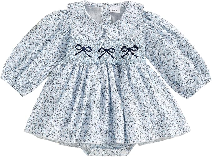 Summer Baby Girls Clothes Floral Short Sleeve Romper Dress Tutu Bodysuit Doll Collar Jumpsuit One Piece Outfit