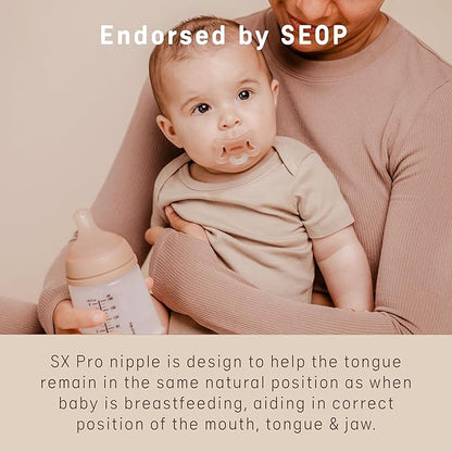 Suavinex Zero Zero Silicone Baby Pacifier w/SX Pro Physiological Pacifier Nipple (0-6M), 2Pk, Light