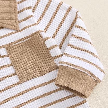 Newborn Baby Boy Girl Clothes Ribbed Knitted Long Sleeve Romper Pants Solid Cotton Infant Fall Winter Outfits 2Pcs