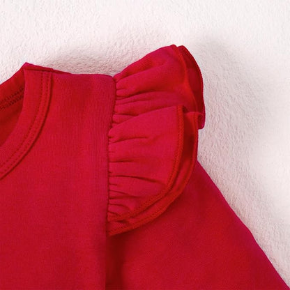 LYSMuch Baby Girls Ruffle Long Sleeve Bodysuit Infant Solid Color Top Jumpsuit Clothes