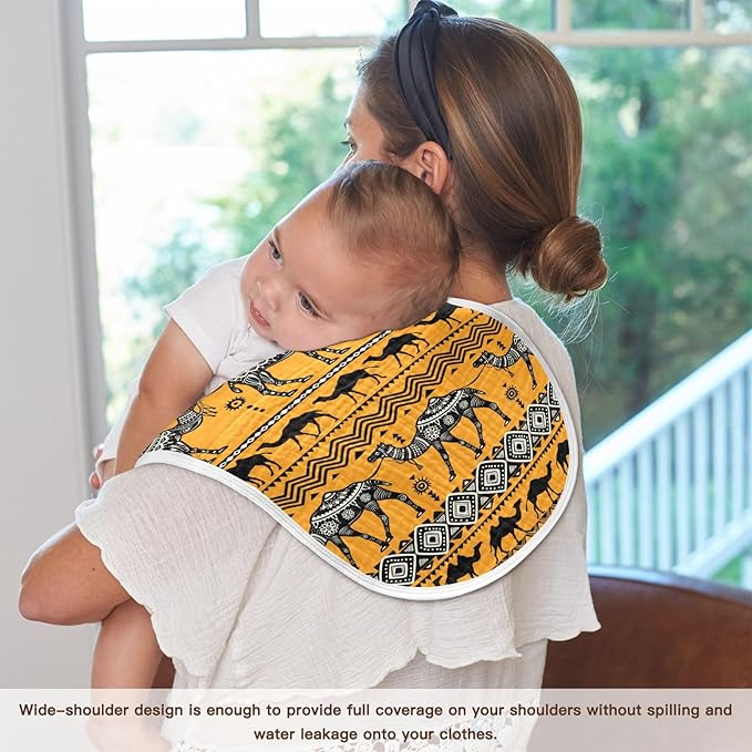 vvfelixl Burp Cloths Camel in Tribal Floral Pattern for Baby Boy Girls Baby Washcloths Burp Rags 1 Pack