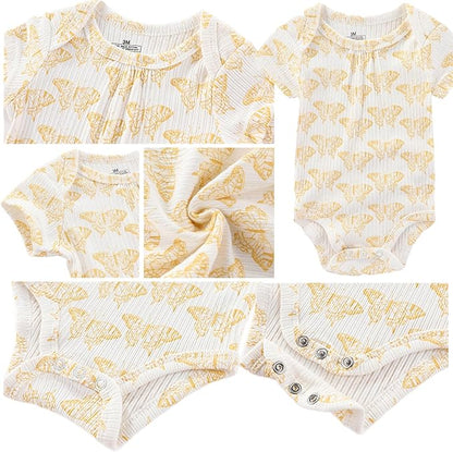 Baby Boy Girl Short Sleeve Bodysuits New Born 100% Cotton Clothes 5-Pack 0-12M