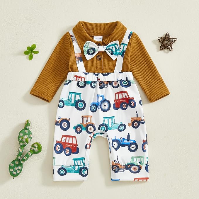 Twopumpkin Winter Baby Boy Clothes Newborn 3 6 9 12 Months Long Sleeve Romper Overall Onesie Waffle Knit Jumpsuit Warm Outfit