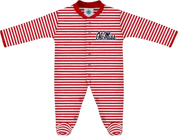 Creative Knitwear College Baby Striped Footed Romper - Team Logo, Multiple Colors, for Boys & Girls (0-9 Months)