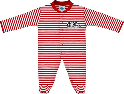 Creative Knitwear College Baby Striped Footed Romper - Team Logo, Multiple Colors, for Boys & Girls (0-9 Months)