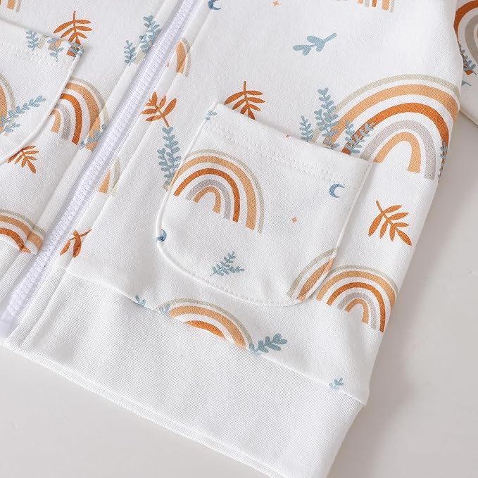 ROMPERINBOX Baby Hoodie for Boy Girl, Full Zip-up Lightweight Thin Jackets Coat Sweatshirts 0-24 Months