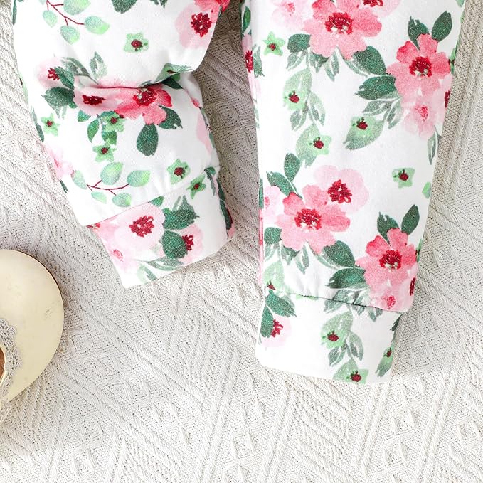 GDTOGRT Newborn Baby Girl Clothes Outfit Set Sweet Ruffle Romper, Pants and Headband 0 3 6 9 12 18 Months Infant Clothing