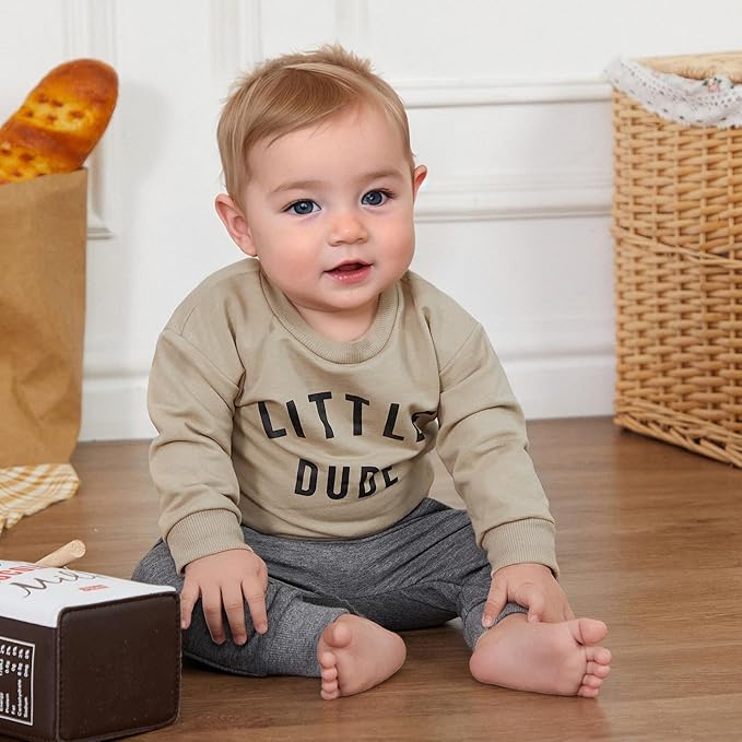 Murnouche Toddler Baby Boy Fall Winter Outfits Letter Crewneck Sweatshirt Casual Pants 2Pcs Clothes Set
