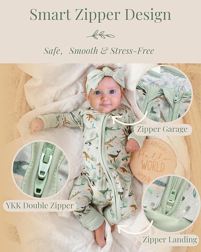 Miaoberry Pajama for Baby Boys & Girls – Viscose from Bamboo Sleepwear, 2-Way Zipper