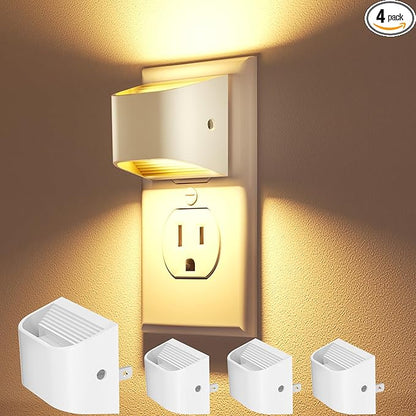 VOLISUN Night Lights Plug into Wall, 4 Pack Up and Down LED Night Light with Dusk to Dawn Light Sensor, 3000K Warm White Nightlight for Hallway, Bedroom, Bathroom, Kitchen White