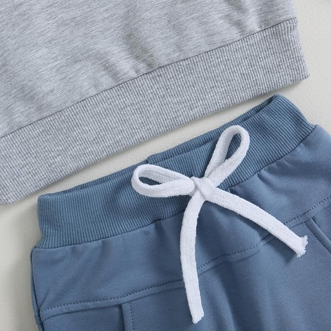 Murnouche Toddler Baby Boy Fall Winter Outfits Letter Crewneck Sweatshirt Casual Pants 2Pcs Clothes Set