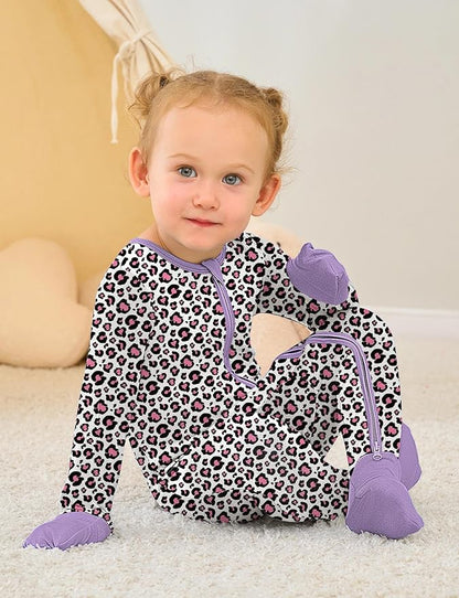 Jimonda Bamboo Baby Boys Romper Fold-Over Footies and Mitten Pajamas Long Sleeve Sleeper Girl Footless Clothes 3-Packs