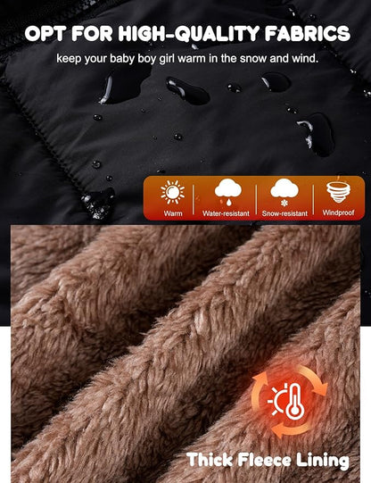 COZYPOIN Toddler Baby Boys Girls Winter Fleece Jackets Cute Bear Hooded Coats Little Kids Warm Windproof Outerwear for 1-6T