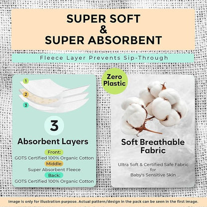 5-Pack Organic Cotton Burp Cloths – Large, Ultra-Soft 3-Layer Towels for Burping, Shoulder & Hand Use, Highly Absorbent